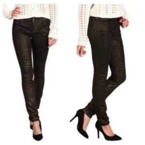 NWOT Free People Gold Foil Animal Print Jean 27